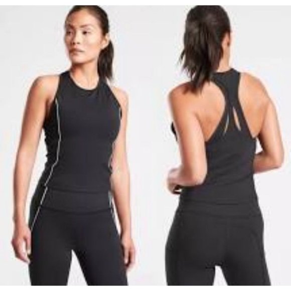 Athleta Tops - Athleta Sleeveless Racerba Lighting Cropped Racerback Tank High Neck Size M